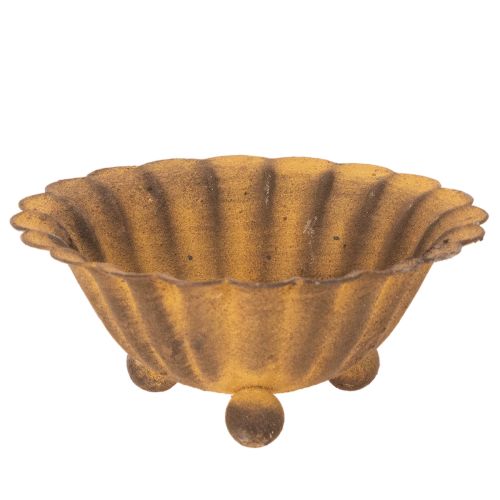 Artikel Vintage fyrfadsstage, lille skål, rustfarvet metal, Ø10 cm, H4,5 cm