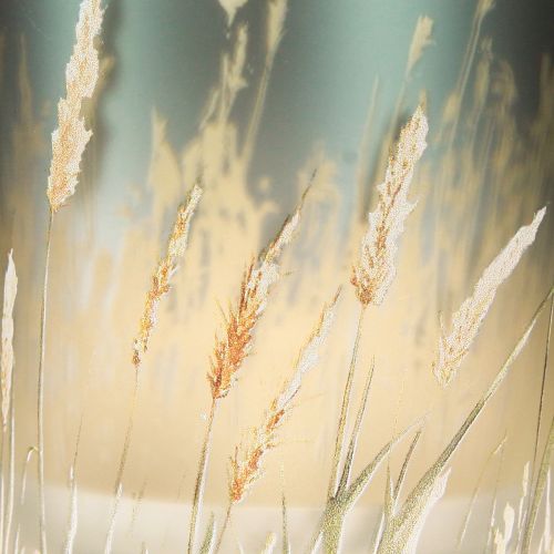 Artikel Dekorativ glaslanterne med græsdesign til atmosfæriske rumdetaljer, blå, 8 cm, 4 stk.