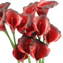 Artikel Calla røde bordeaux kunstige blomster i bundt 57cm 12stk