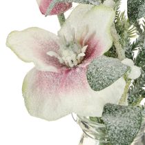 Artikel Kunstig julerose i glas kunstige blomster til ophæng H22cm