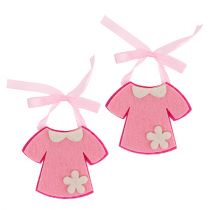 Artikel Fødselsdekoration filt kjole lyserød 7 cm 20stk
