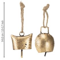Artikel Klokker juletræspynt metal vintage guld 5 cm 8 stk.