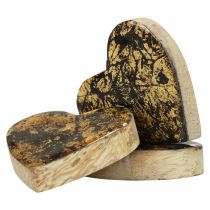 Artikel Træhjerter dekorative hjerter sort guld glanseffekt 4,5cm 8stk