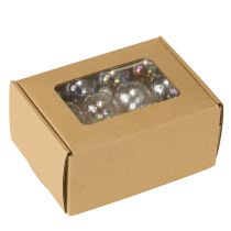 Artikel Mini julekugler i glas, iriserende, klare, 3 cm, 22 stk.