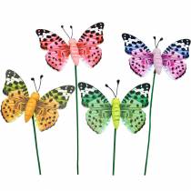 Artikel Dekorativ sommerfugl på pind Blomsterstik Forårsdekoration 16 stk