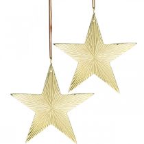 Artikel Guldstjerne, adventsdekoration, dekorationsvedhæng til jul 12×13cm 2stk
