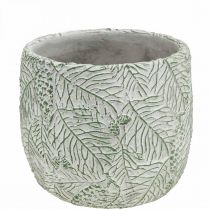 Artikel Plantekasse keramik grøn hvid grå gran grene Ø13,5cm H13,5cm