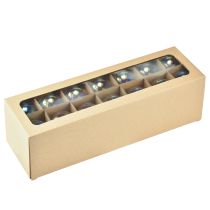 Artikel Julekugle i glas – perlemorfarvet med iriserende effekt og metalophæng, 5 cm, 24 stk.