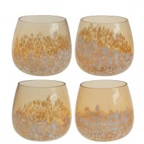 Artikel Lanterne glas fyrfadsstage glas dekoration brun hvid Ø8cm 4 stk