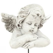 Artikel Dekorativ engel på pind dekorativ gravdekoration grå hvid H6,5cm 3 stk