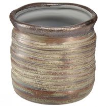 Artikel Dekorativ plantekasse keramik metallic brungrå 10,5×10cm 2stk