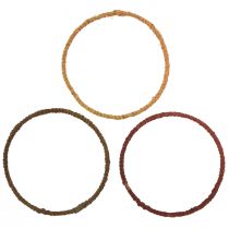 Artikel Dekorativ ringfarvet ring juteløkke gul okkerbrun Ø20cm 9stk