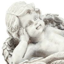 Artikel Engel liggende dekorativ figur grav dekoration grå polyresin 22cm