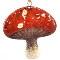 Artikel Charmerende røde svampevedhæng med jutesnor 3 cm - perfekt efterårs- og juledekoration - 6 stk.