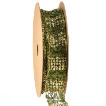 Artikel Blondebånd grønt med guld dekorative bånd blonder 25mm 15m