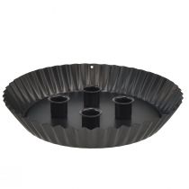 Artikel Design metal lysestage i kageform - sort, Ø 24 cm - elegant borddekoration til 4 lys - 2 stk.