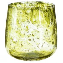 Lanterne glas dekoration vintage gul grøn Ø9cm H9,5cm