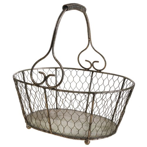 Floristik24 Trådkurv antik look kurv med håndtag metalkurv 28×23×12cm