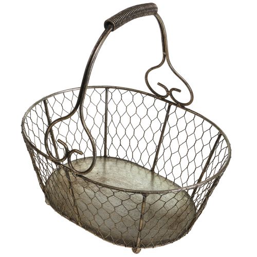 Floristik24 Trådkurv antik look kurv med håndtag metalkurv 28×23×12cm