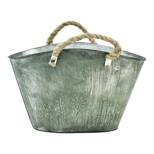 Artikel Urtepotte med hanke pose metal jute 24,5×17×15,5cm