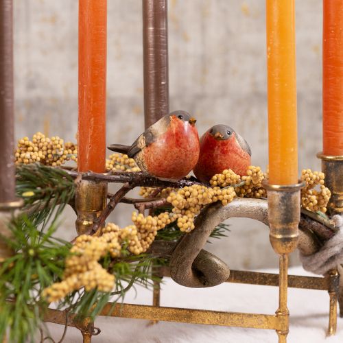 Keramiske Robin-figurer - Røde og naturlige toner, 5,4 cm - Perfekt til have og hjem - Pakke med 4