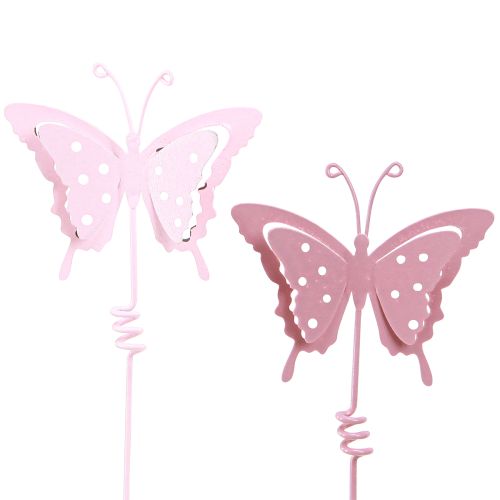 Blomsterprop butterfly metal pink L24cm 12 stk