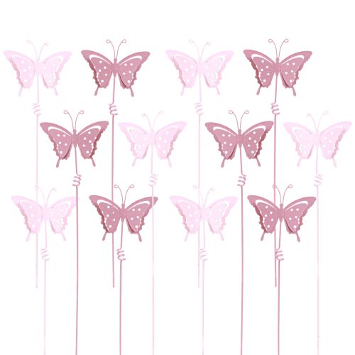 Artikel Blomsterprop butterfly metal pink L24cm 12 stk