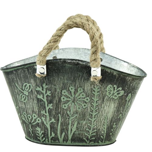 Floristik24 Urtepotte med hanke pose metal jute 19×13,5×13,5cm