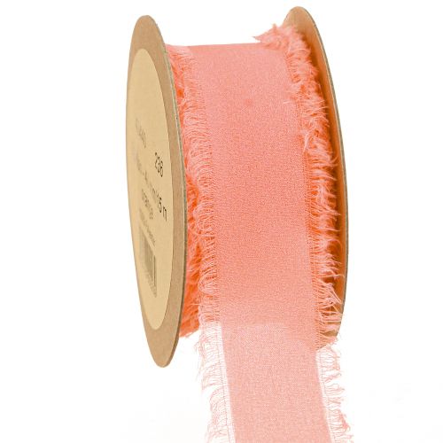 Floristik24 Chiffon bånd orange pastel stof bånd frynser 40mm 15m