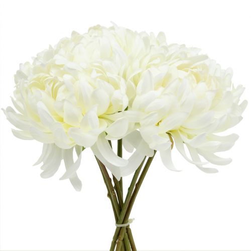 Floristik24 Dekorativ krysantemum buket hvid 28cm 6stk