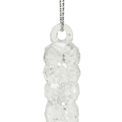 Artikel Dekorative istapper til ophængning af vinterklar glitter 14cm 4stk