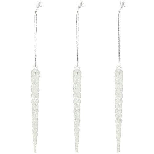 Artikel Dekorative istapper til ophængning af vinterklar glitter 14cm 4stk