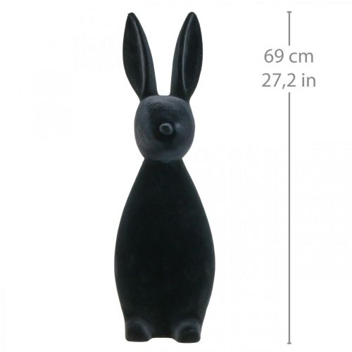 Floristik24 Deco Bunny Black Deco Easter Bunny Flocked H69cm