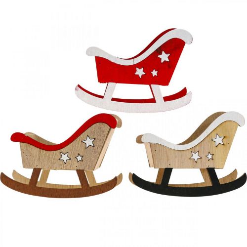 Floristik24 Dekorativ kane træ juleslæde rød hvid 9stk