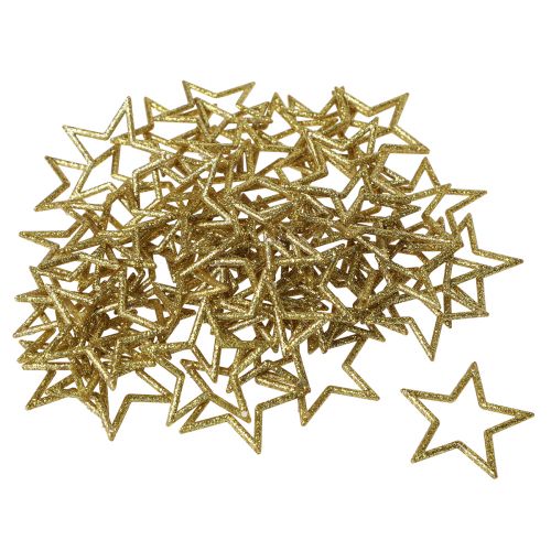 Artikel Dekorativ stjerne guld glitter bordpynt jul 4,5cm 120 stk