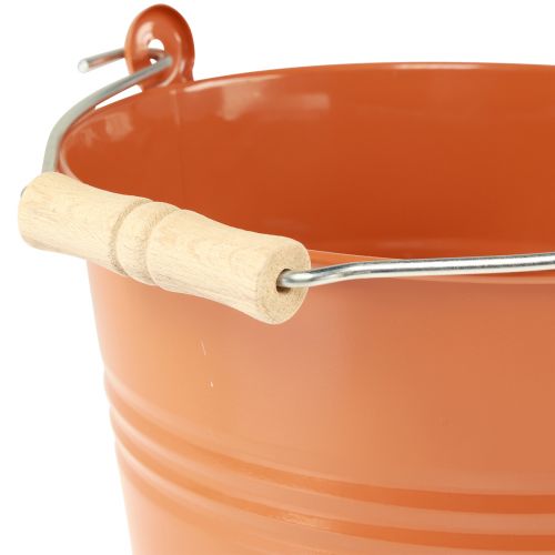 Artikel Dekorativ spand metal plantekasse orange brun Ø22cm H21,5cm 6L