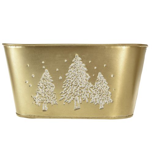Artikel Dekorativ skål oval juletræsplanter guld 24×13×12,5cm