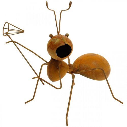 Dekorativ figur myre metal sommerfuglenet havedekoration rust 19cm