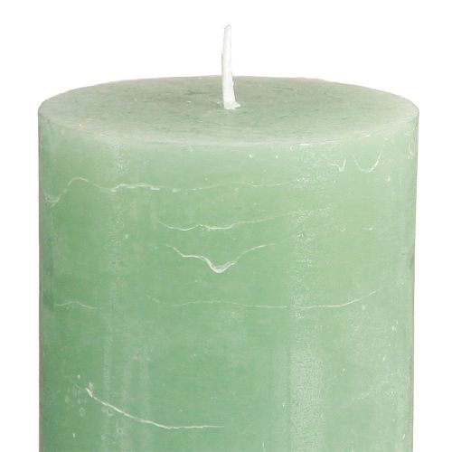 Artikel Ensfarvede stearinlys grønne jade søjlelys 70×120mm 4 stk.