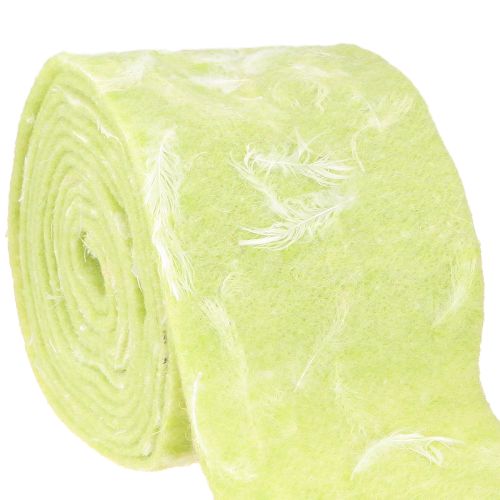 Artikel Filtbånd uldbånd dekorativt stof lysegrøn fjer uldfilt 15cm 5m