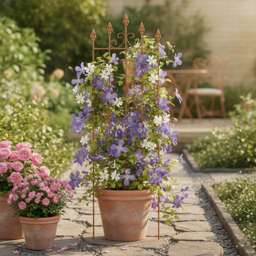 Artikel Espalier med hjertemotiv, klatrehjælp i romantisk stil til havestier eller terrasser, 101 cm