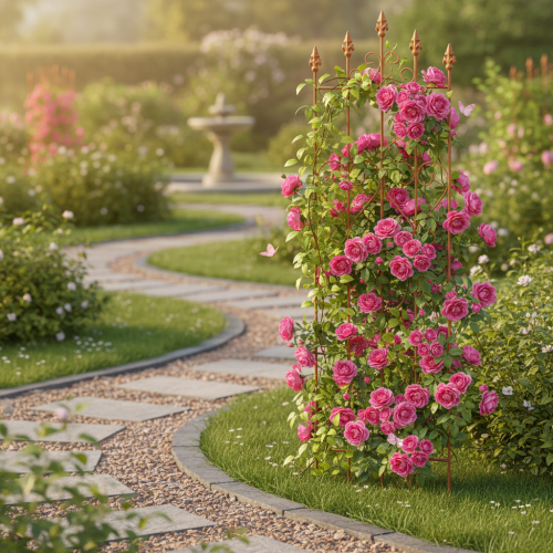 Artikel Espalier med hjertemotiv, klatrehjælp i romantisk stil til havestier eller terrasser, 101 cm