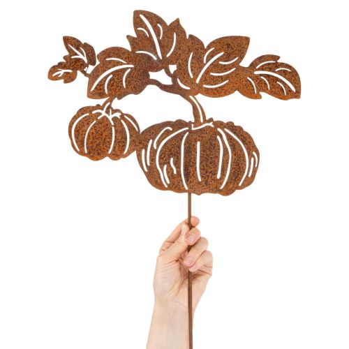 Artikel Havepæl med græskarmotiv, metaldekoration, rustfinish, 100 cm