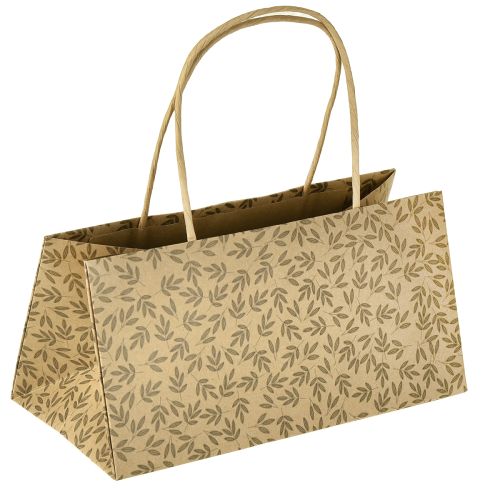 Artikel Gavepose papir naturlige brune blade 20×10×10 cm 6 stk.