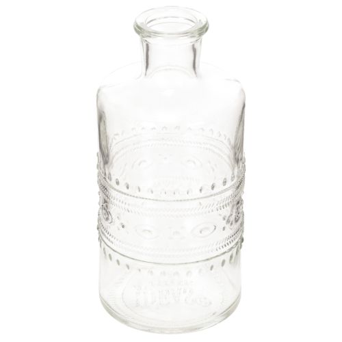 Artikel Glasflaske med mønster, cylindrisk, klar, dekorativ vase, 15 cm, 6 stk.