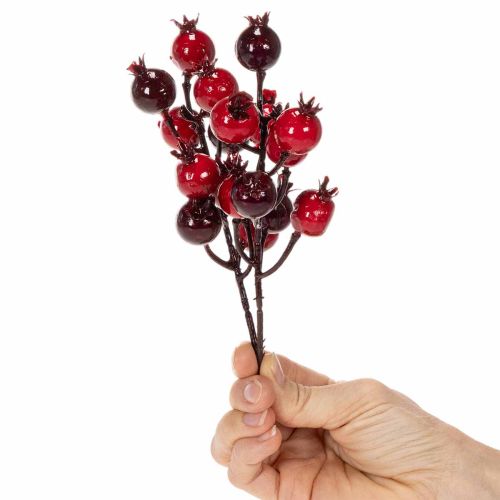 Artikel Kunstig granatæblegren med forgrenede stilke som vasedekoration, 19 cm, 4 stk.