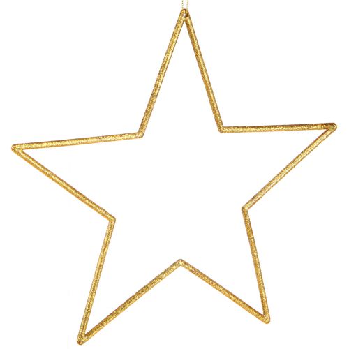 Store dekorative stjerner guld glitter dekoration til ophæng 24cm 6 stk