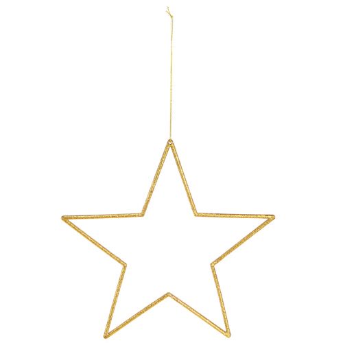 Artikel Store dekorative stjerner guld glitter dekoration til ophæng 24cm 6 stk