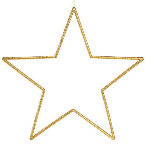 Artikel Store dekorative stjerner guld glitter dekoration til ophæng 24cm 6 stk