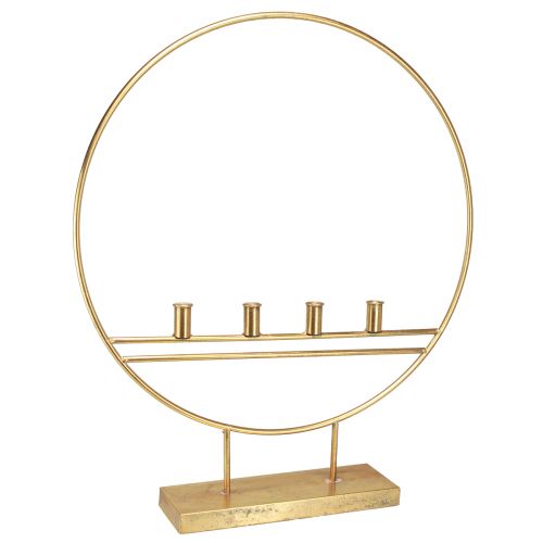 Floristik24 Stor pind lysestage i en ring metal guld antik H77cm Til 4 lys